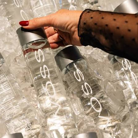 VOSS water bottles on ice